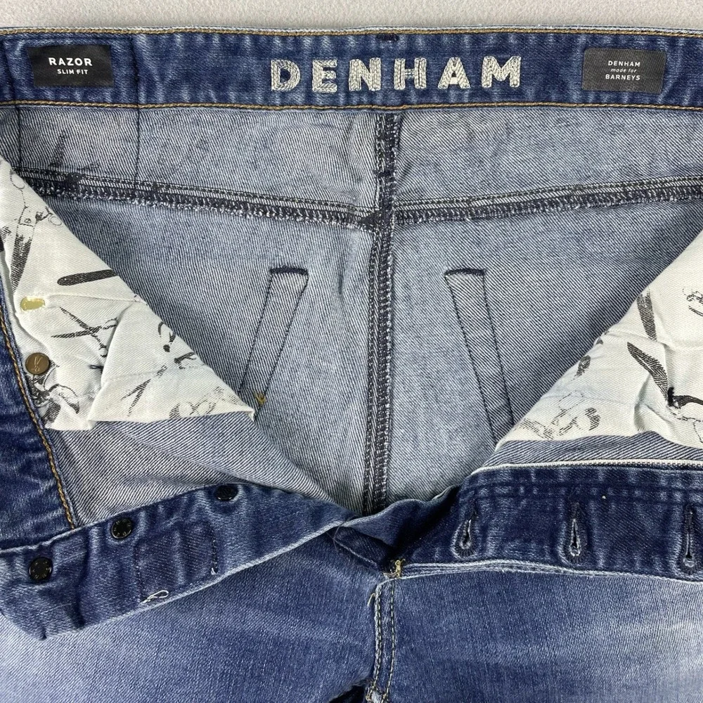 Denham Jeans Mens 32 Razor Slim Fit Candiani Italian Denim Barneys NY Button Fly